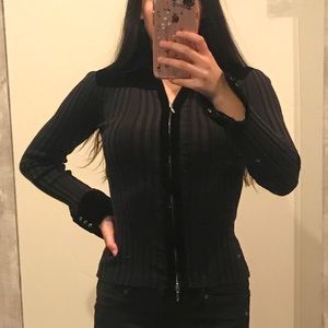 CAbi Zip-Up Jacket With Crushed Velvet